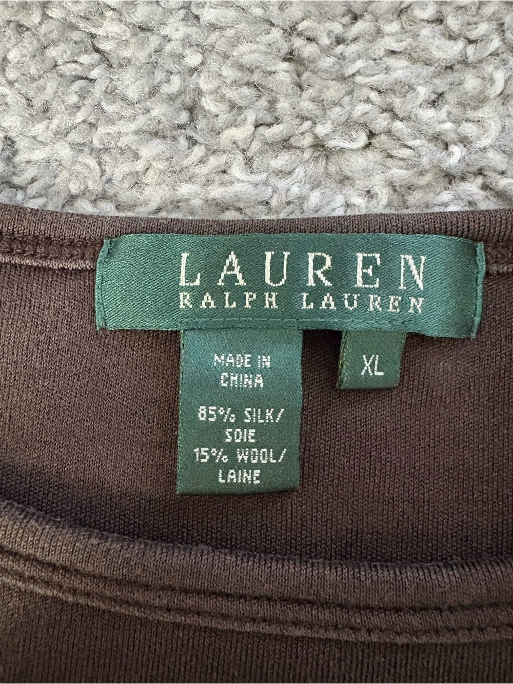 Lauren Ralph Lauren Brown Short-Sleeve wool/silk blend basic classic tee - Picture 4 of 6